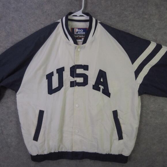Vintage USA Jacket Mens Large White Blue Pro Player Foot Locker Windbreaker 90s - Picture 6 of 8
